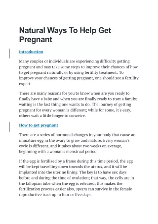 Natural ways of how to get pregnant
