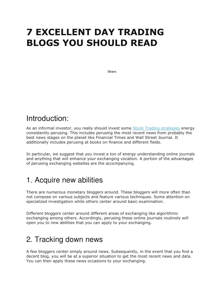 7 excellent day trading blogs you should read