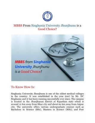 mbbs from singhania university jhunjhunu