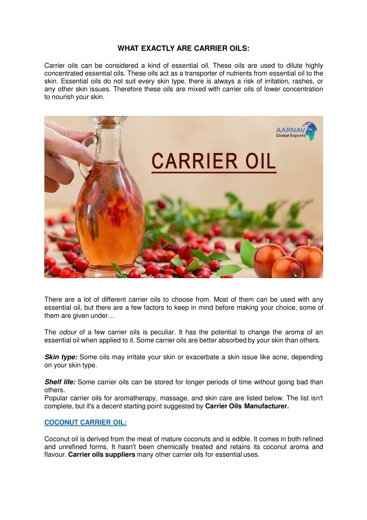 what exactly are carrier oils carrier oils