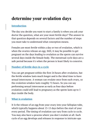determine your ovulation days