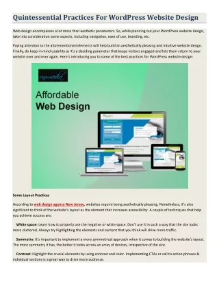 quintessential practices for wordpress website