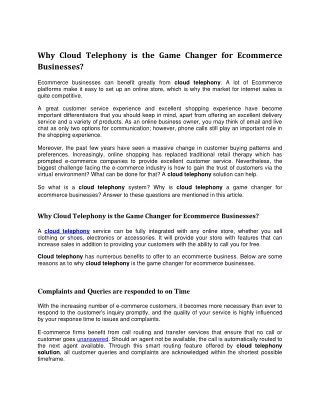 why cloud telephony is the game changer