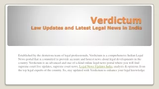 Latest Law News Supreme and High Court Judgements  - Verdictum