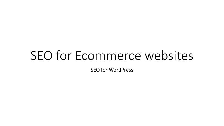 seo for ecommerce websites