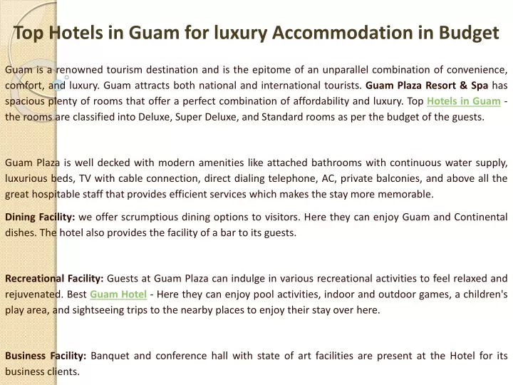 top hotels in guam for luxury accommodation in budget