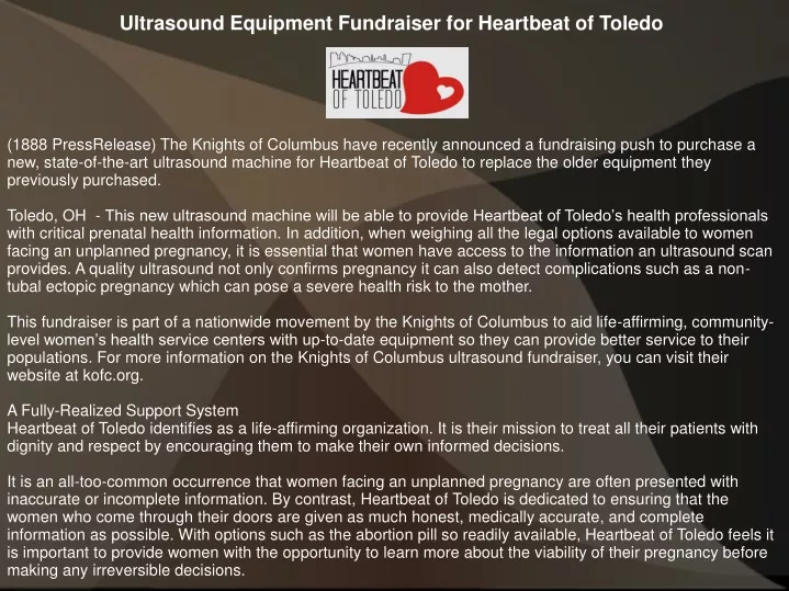 ultrasound equipment fundraiser for heartbeat