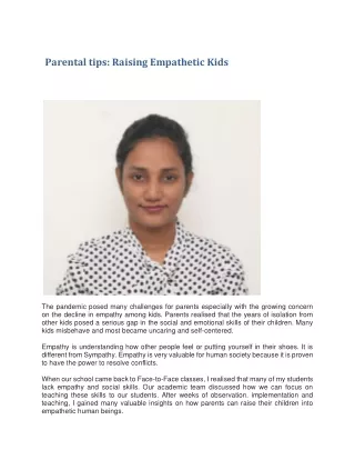 Parental tips: Raising Empathetic Kids