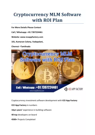 cryptocurrency mlm software with roi plan