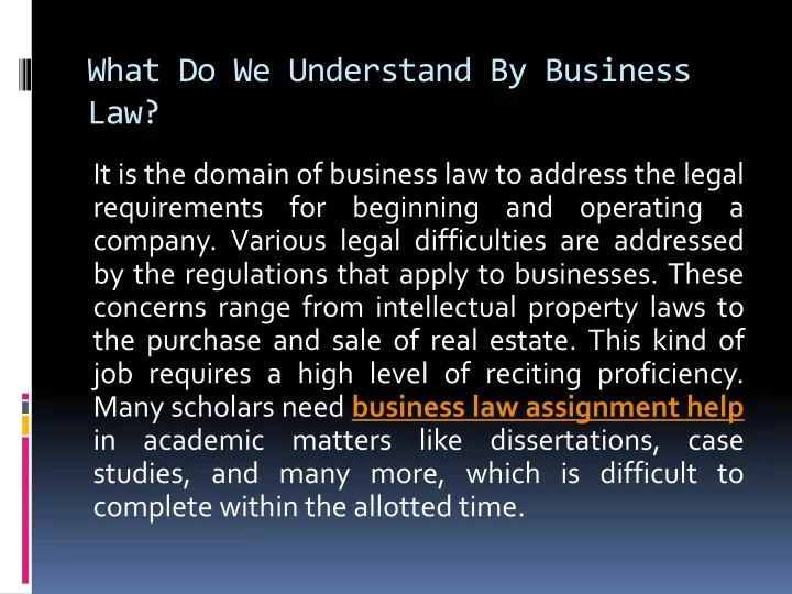 what do we understand by business law