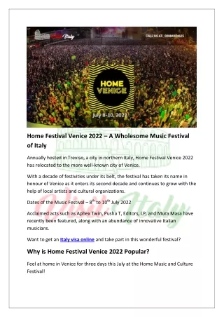 Home Festival Venice 2022