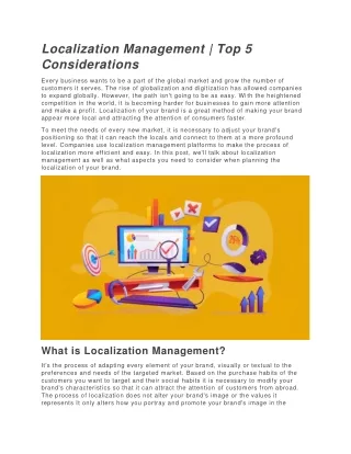 localization management top 5 considerations