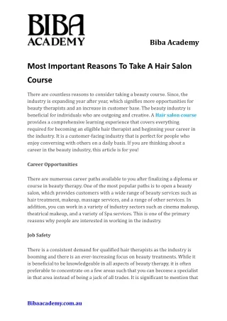 Most Important Reasons To Take A Hair Salon Course
