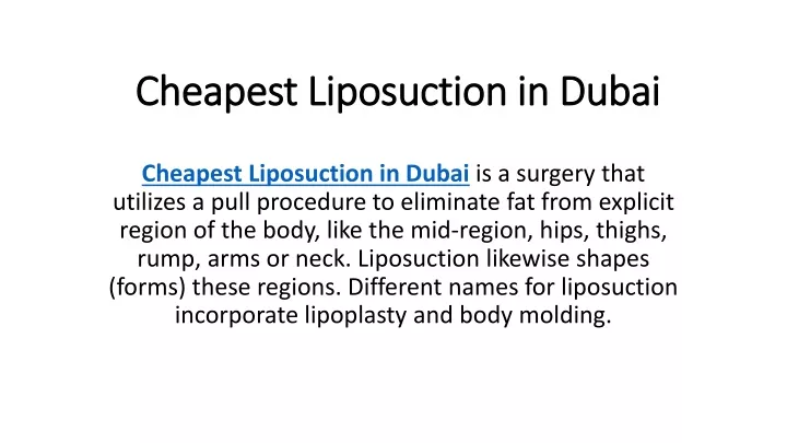 cheapest liposuction in dubai