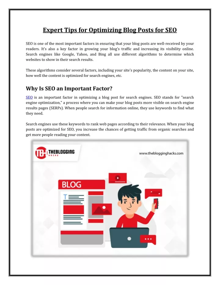 PPT - Expert Tips for Optimizing Blog Posts for SEO PowerPoint ...