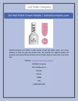 Gel Nail Polish Cream Palette | Gelnailscompany.com