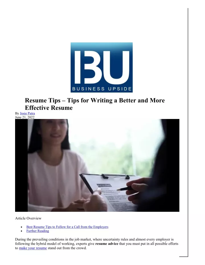 resume tips tips for writing a better and more