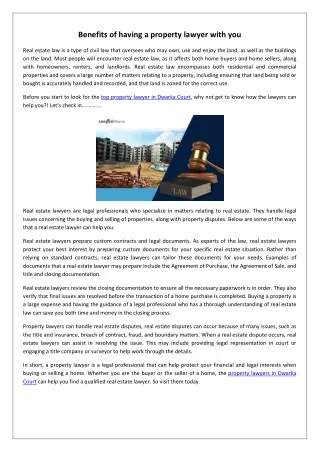 Benefits of having a property lawyer with you