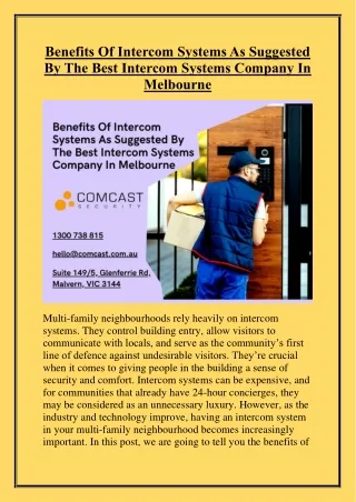 Benefits Of Intercom Systems As Suggested By The Best Intercom Systems Company