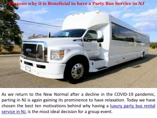 Reasons why it is Beneficial to have a Party Bus Service in NJ