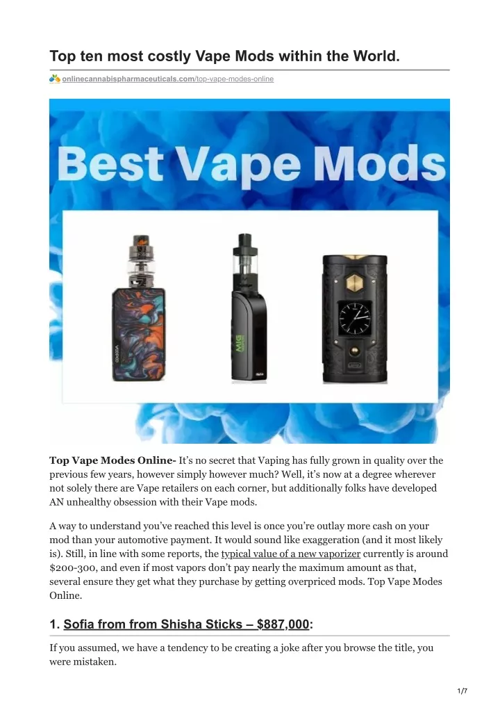 top ten most costly vape mods within the world