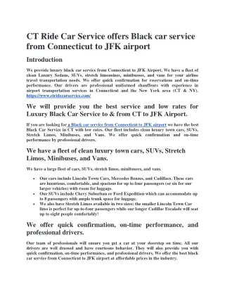 ct ride car service offers black car service from