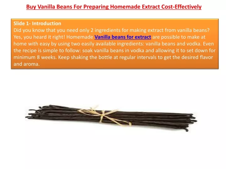 buy vanilla beans for preparing homemade extract cost effectively