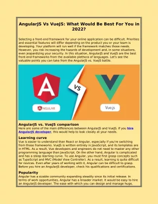 AngularJS Vs VueJS: What Would Be Best For You in 2022?