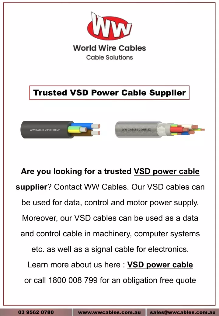trusted vsd power cable supplier