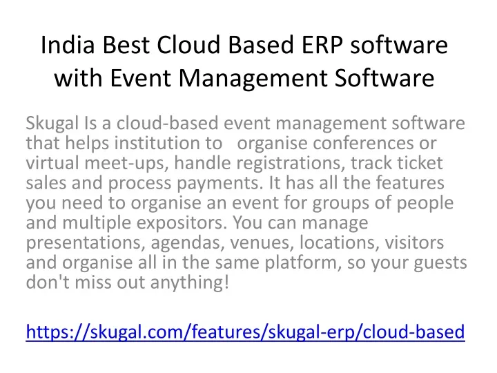 india best cloud based erp software with event management software