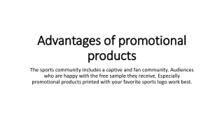 Advantages of promotional products