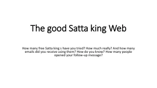 The good Satta king Web