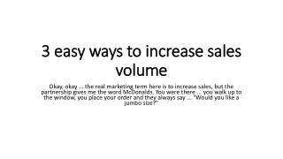 3 easy ways to increase sales volume