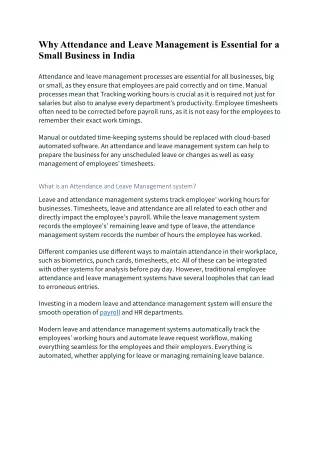 why attendance and leave management is essential