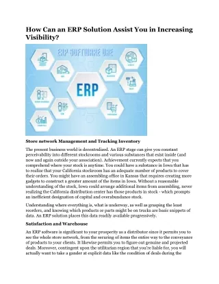 how can an erp solution assist you in increasing