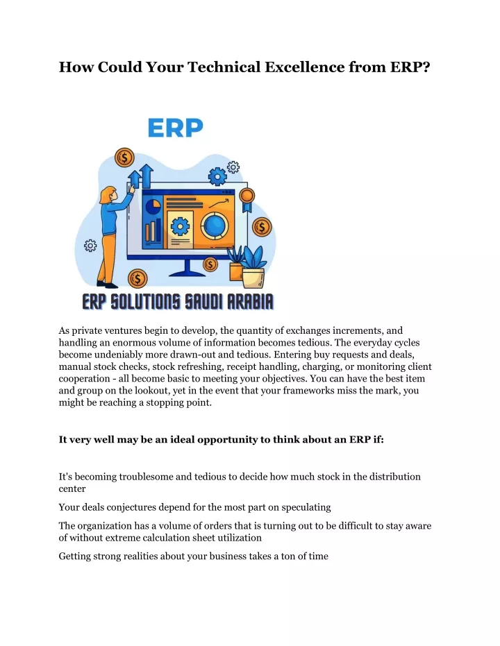 how could your technical excellence from erp