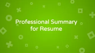 professional summary for resume