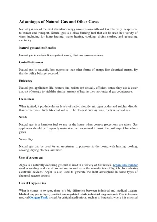 advantages of natural gas and other gases