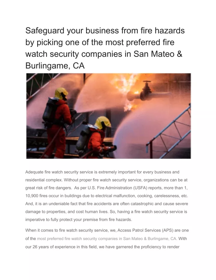 safeguard your business from fire hazards