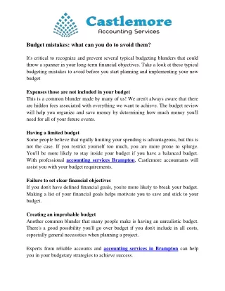 budget mistakes what can you do to avoid them