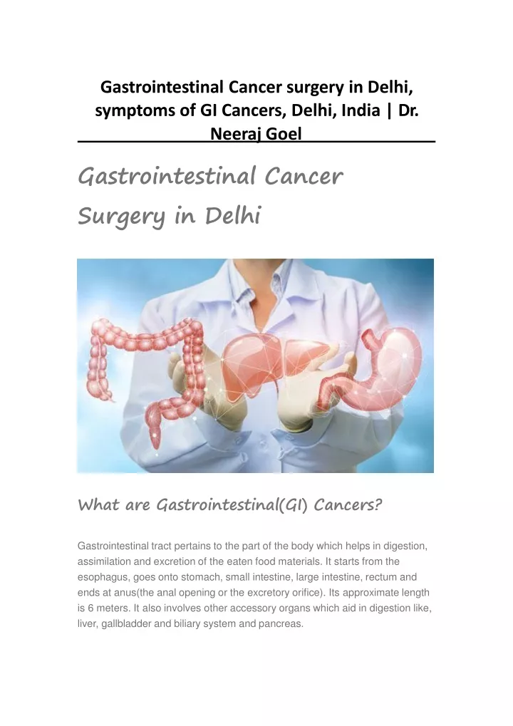 gastrointestinal cancer surgery in delhi symptoms
