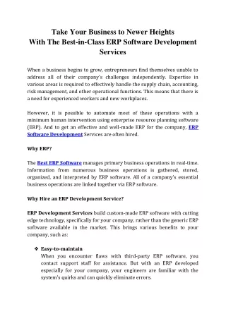 ERP Software Development Services