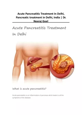 Acute Pancreatitis Treatment In Delhi, Pancreatic treatment in Delhi, India | Dr