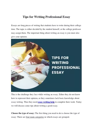 Tips for Writing Professional Essay