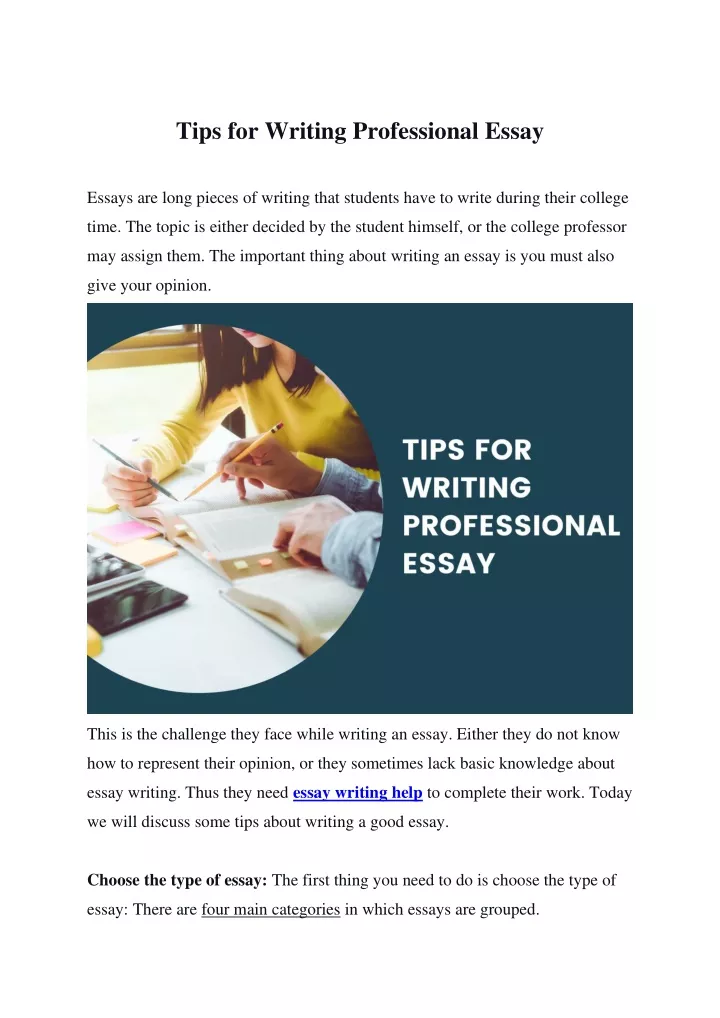 tips for writing professional essay