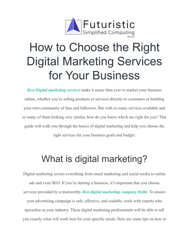 how to choose the right digital marketing