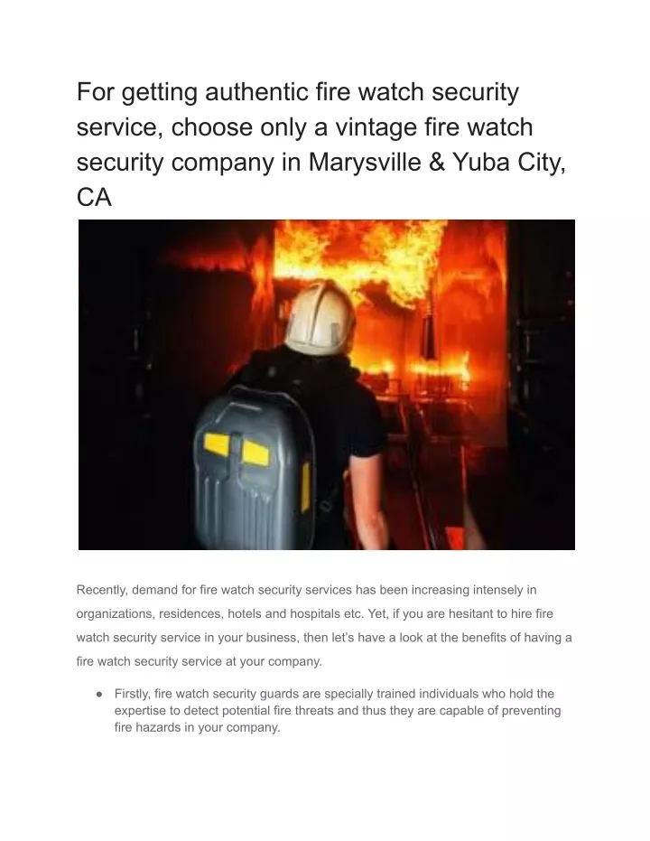 for getting authentic fire watch security service