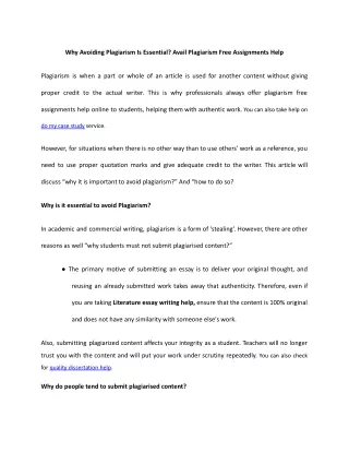 why avoiding plagiarism is essential avail