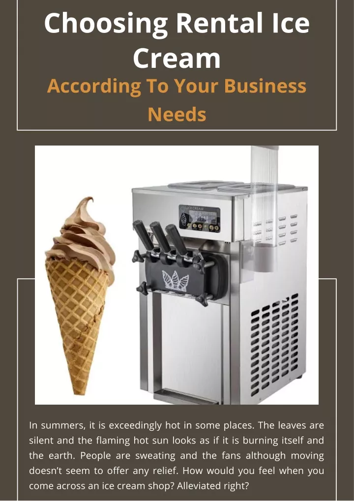 choosing rental ice cream according to your
