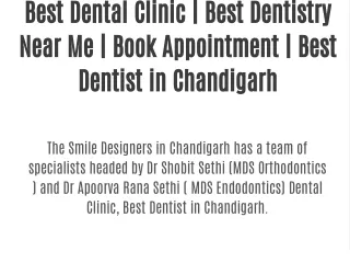 Best Dental Clinic | Best Dentistry Near Me | Book Appointment | Best Dentist in Chandigarh